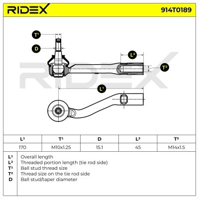 Końcówka drążka kierowniczego RIDEX 914T0189 914T0189 - foto 10