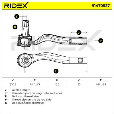 Końcówka drążka kierowniczego RIDEX 914T0527 914T0527 - foto 6