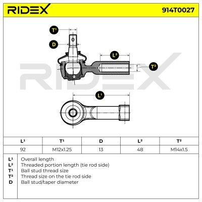 Końcówka drążka kierowniczego RIDEX 914T0027 914T0027 - foto 9