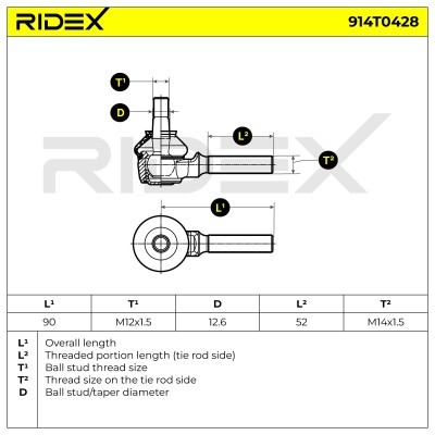 Końcówka drążka kierowniczego RIDEX 914T0428 914T0428 - foto 6