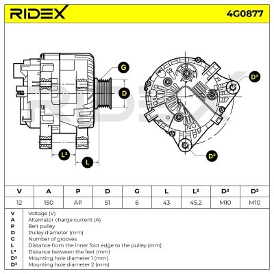 Alternator RIDEX 4G0877 4G0877 - foto 6