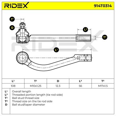 Końcówka drążka kierowniczego RIDEX 914T0314 914T0314 - foto 5