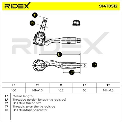 Końcówka drążka kierowniczego RIDEX 914T0512 914T0512 - foto 5