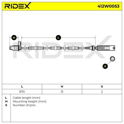 Czujnik ABS RIDEX 412W0053 412W0053 - foto 7