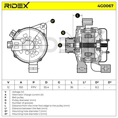 Alternator RIDEX 4G0067 4G0067 - foto 6