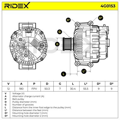 Alternator RIDEX 4G0153 4G0153 - foto 6