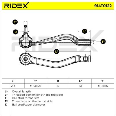Końcówka drążka kierowniczego RIDEX 914T0122 914T0122 - foto 4