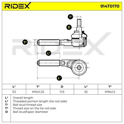 Końcówka drążka kierowniczego RIDEX 914T0170 914T0170 - foto 5
