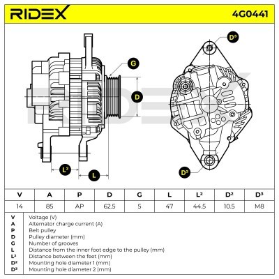 Alternator RIDEX 4G0441 4G0441 - foto 7