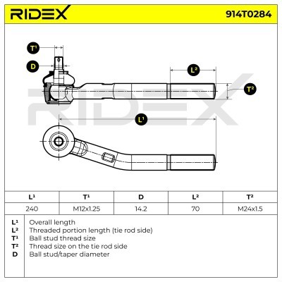 Końcówka drążka kierowniczego RIDEX 914T0284 914T0284 - foto 5