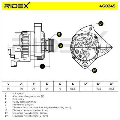 Alternator RIDEX 4G0245 4G0245 - foto 6