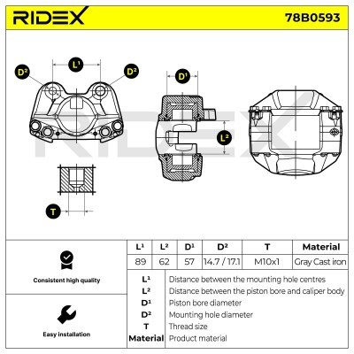 Zacisk Hamulcowy RIDEX 78B0593 78B0593 - foto 6