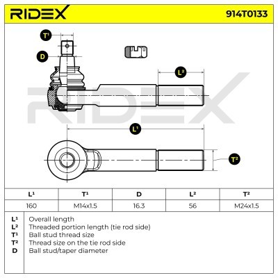 Końcówka drążka kierowniczego RIDEX 914T0133 914T0133 - foto 4