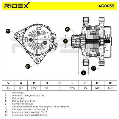 Alternator RIDEX 4G0039 4G0039 - foto 7