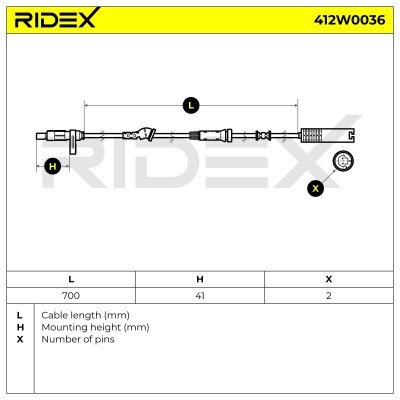 Czujnik ABS RIDEX 412W0036 412W0036 - foto 4