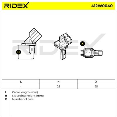 Czujnik ABS RIDEX 412W0040 412W0040 - foto 3