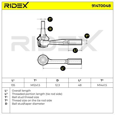 Końcówka drążka kierowniczego RIDEX 914T0048 914T0048 - foto 5