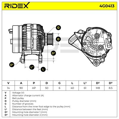 Alternator RIDEX 4G0413 4G0413 - foto 8
