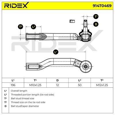 Końcówka drążka kierowniczego RIDEX 914T0469 914T0469 - foto 7