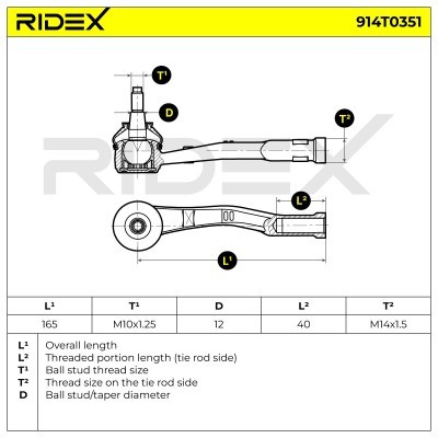 Końcówka drążka kierowniczego RIDEX 914T0351 914T0351 - foto 4