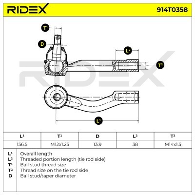 Końcówka drążka kierowniczego RIDEX 914T0358 914T0358 - foto 5