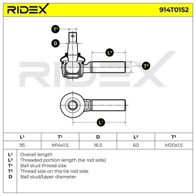 Końcówka drążka kierowniczego RIDEX 914T0152 914T0152 - foto 5