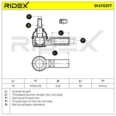 Końcówka drążka kierowniczego RIDEX 914T0317 914T0317 - foto 6