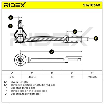 Końcówka drążka kierowniczego RIDEX 914T0340 914T0340 - foto 8