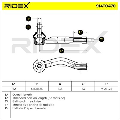 Końcówka drążka kierowniczego RIDEX 914T0470 914T0470 - foto 7