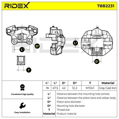 Zacisk Hamulcowy RIDEX 78B2231 78B2231 - foto 3