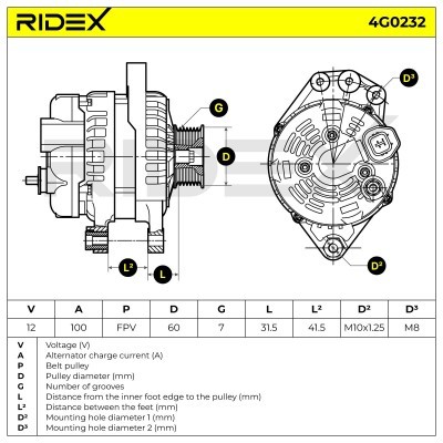 Alternator RIDEX 4G0232 4G0232 - foto 6