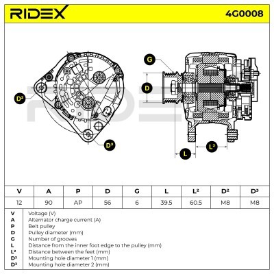 Alternator RIDEX 4G0008 4G0008 - foto 5