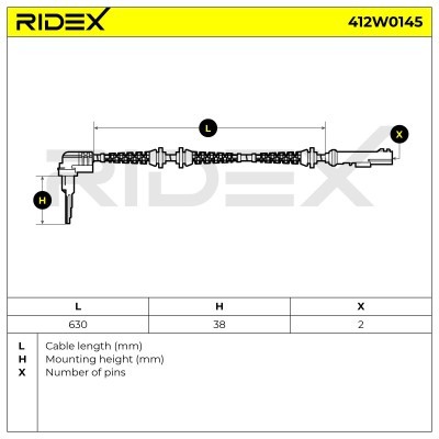 Czujnik ABS RIDEX 412W0145 412W0145 - foto 6