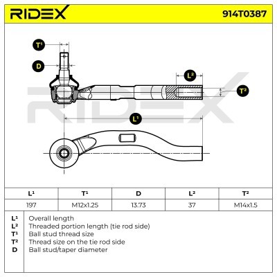 Końcówka drążka kierowniczego RIDEX 914T0387 914T0387 - foto 5
