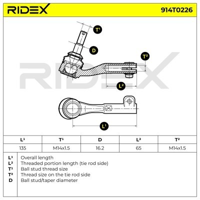 Końcówka drążka kierowniczego RIDEX 914T0226 914T0226 - foto 7