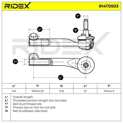 Końcówka drążka kierowniczego RIDEX 914T0503 914T0503 - foto 6