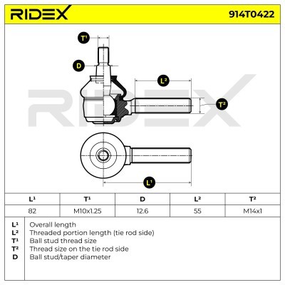 Końcówka drążka kierowniczego RIDEX 914T0422 914T0422 - foto 6