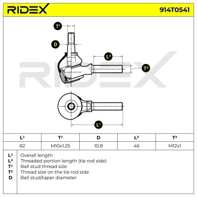 Końcówka drążka kierowniczego RIDEX 914T0541 914T0541 - foto 5