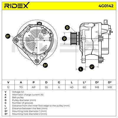 Alternator RIDEX 4G0142 4G0142 - foto 5