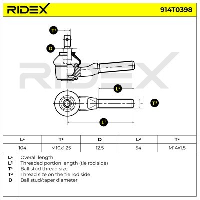 Końcówka drążka kierowniczego RIDEX 914T0398 914T0398 - foto 5