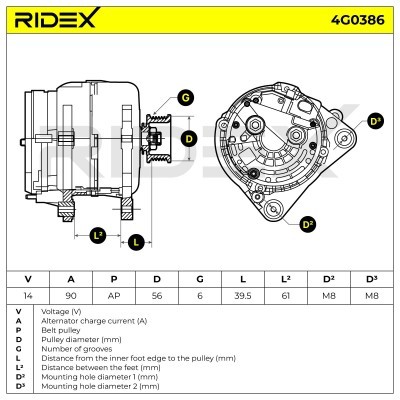 Alternator RIDEX 4G0386 4G0386 - foto 5