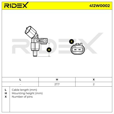 Czujnik ABS RIDEX 412W0002 412W0002 - foto 6