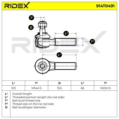 Końcówka drążka kierowniczego RIDEX 914T0491 914T0491 - foto 7