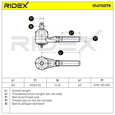 Końcówka drążka kierowniczego RIDEX 914T0379 914T0379 - foto 4