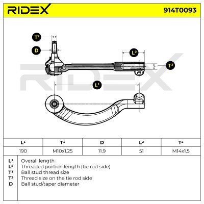 Końcówka drążka kierowniczego RIDEX 914T0093 914T0093 - foto 4
