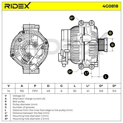 Alternator RIDEX 4G0818 4G0818 - foto 5
