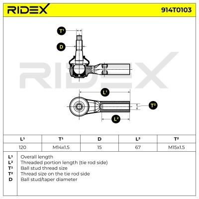 Końcówka drążka kierowniczego RIDEX 914T0103 914T0103 - foto 5