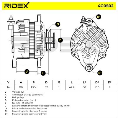 Alternator RIDEX 4G0502 4G0502 - foto 7