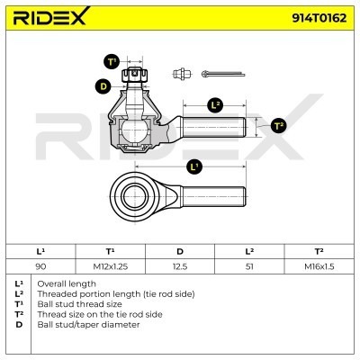 Końcówka drążka kierowniczego RIDEX 914T0162 914T0162 - foto 5