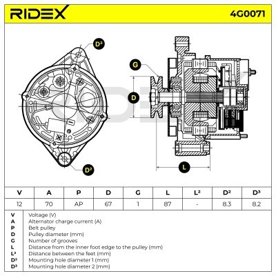 Alternator RIDEX 4G0071 4G0071 - foto 10